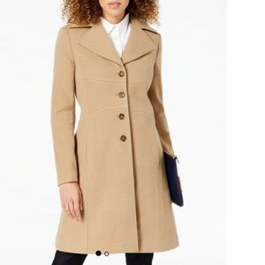 NWT Tommy Hilfiger Women’s Top-Stitched Single-Breasted Walker Coat